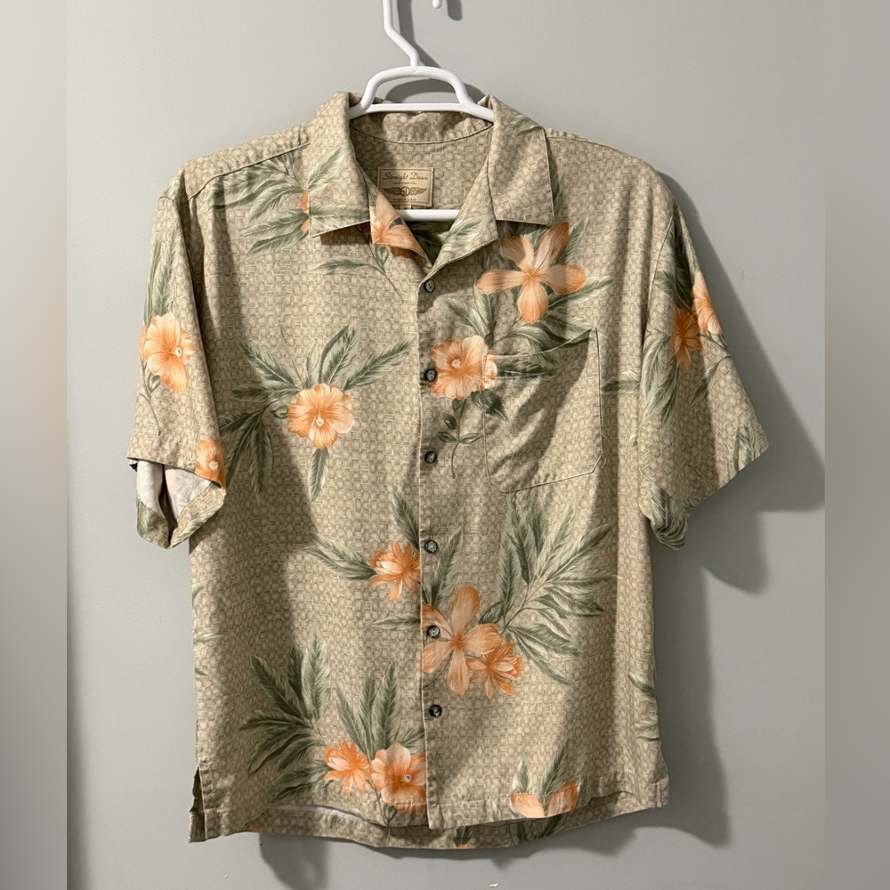 Straight Down Floral Tropical Hawaiian Shirt Men’s Medium 100% Rayon